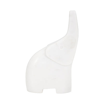 7 Trunk In The Air Marble Elephant, White