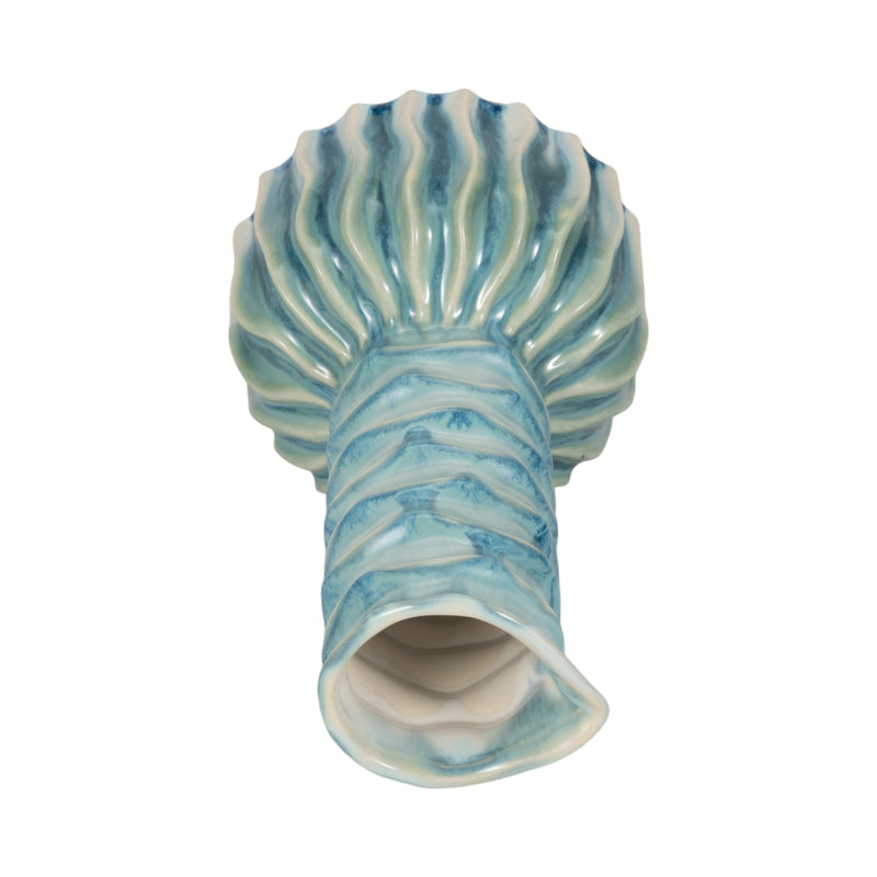 9 Coastal Ribbed Bud Vase Reactive Finish, Blue