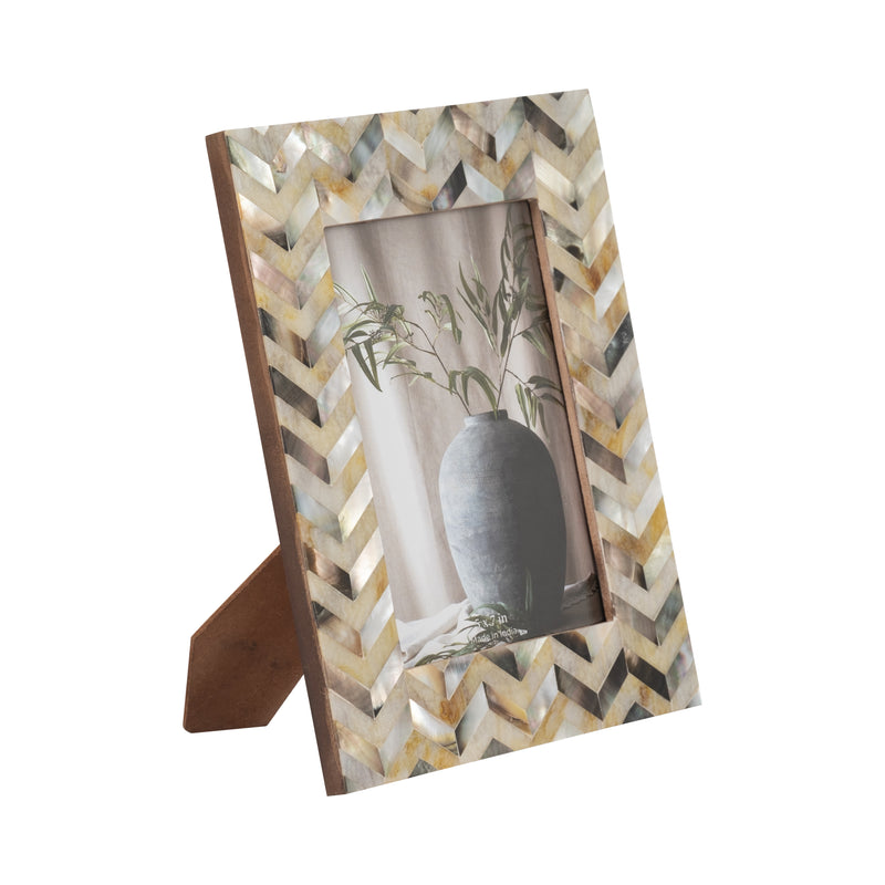 RESIN, 5X7 CAPIZ CHEVRON PHOTO FRAME, MULTI