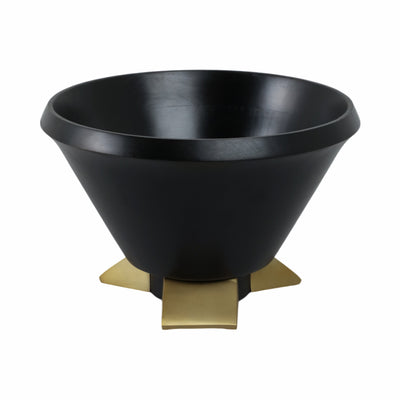 12 WOODEN BOWL W/ METAL LEGS, BLACK