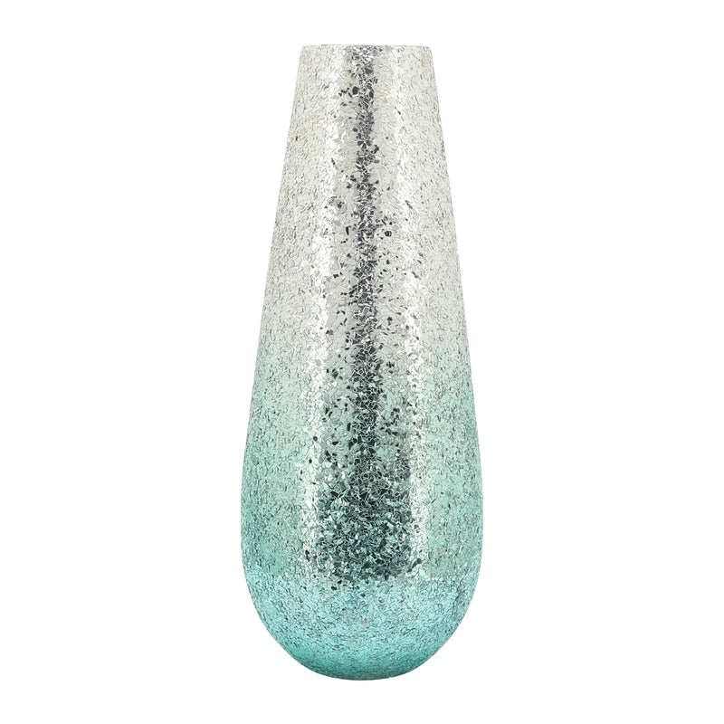 18 Crackled Vase, Green Ombre