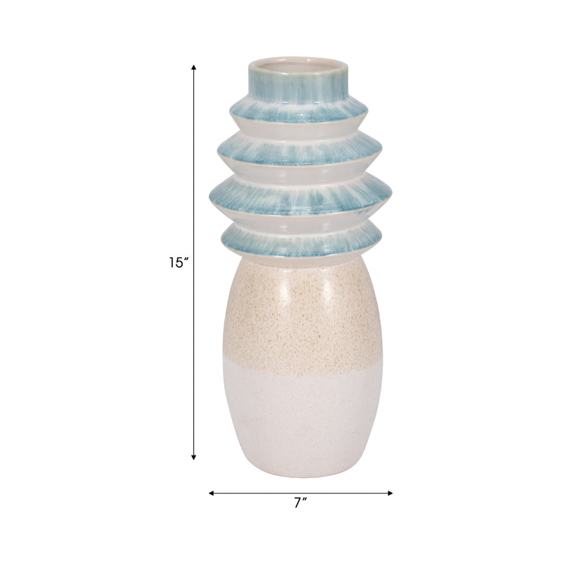 15 Fluted Top Vase Reactive Finish, Multi