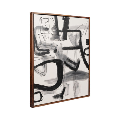 S/2 95x59 Hand Painted Contemporary Art, Black/wht