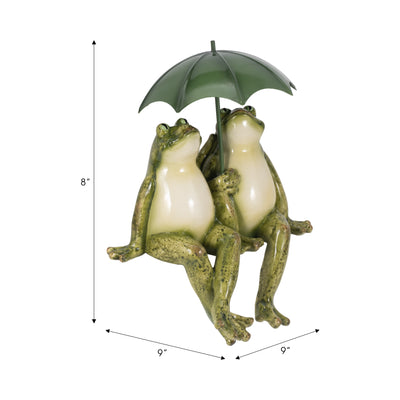 9 Sitting Frogs With Umbrella, Green