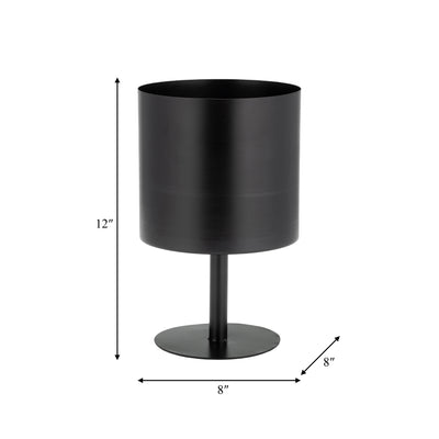 Ec Metal,8,flat Round Base Planter,black