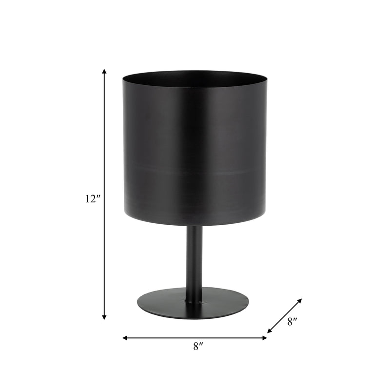 Ec Metal,8,flat Round Base Planter,black