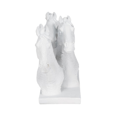 16 Horse Heads Sculpture Rough Texture, White