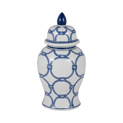 CER, 14 LINKS TEMPLE JAR, BLUE/WHITE