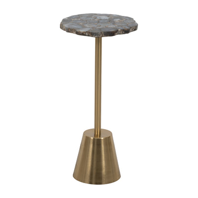 24 ROUGH EDGE AGATE TOP ACCENT TABLE, GOLD