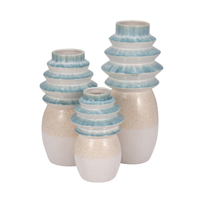 12 Fluted Top Vase Reactive Finish, Multi