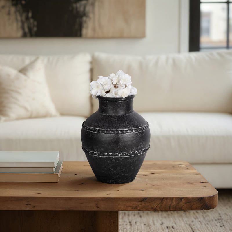 12 Traditional Terracotta Vase, Black