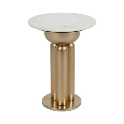 Metal, 22 Marble Top Side Table, Gold/white