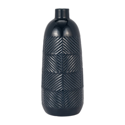 CER, 17 TEXTURED LINES VASE, NAVY