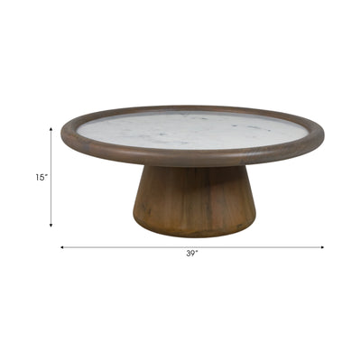 39 Aleena Wood And Marble Coffee Table, Brwn