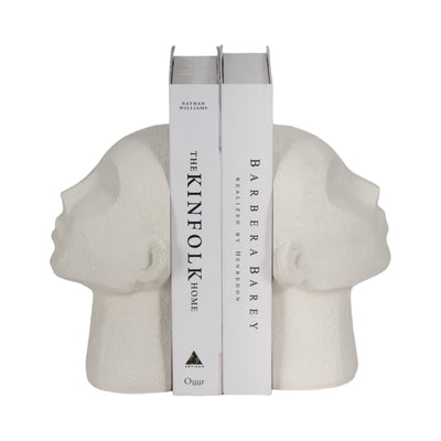 S/2 9 Textured Head Up Bookends, White