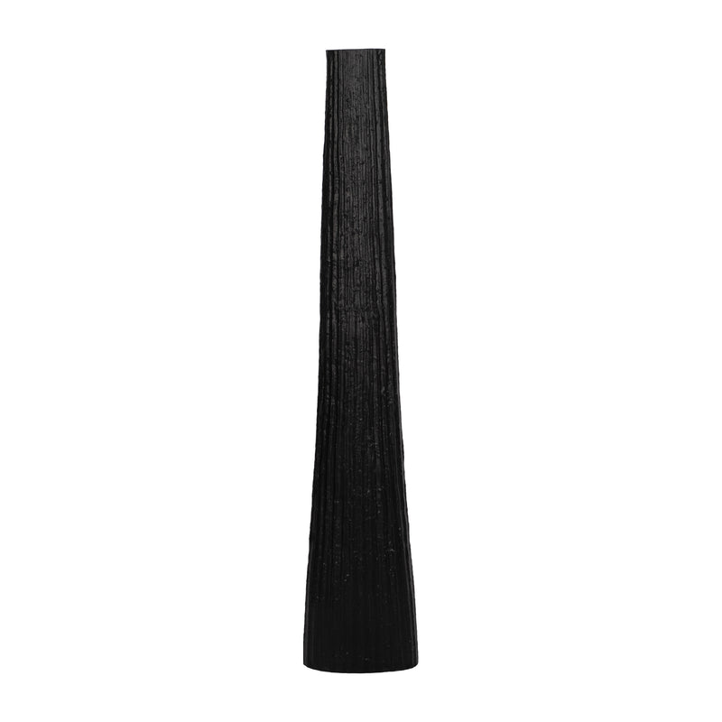 METAL, 58 RIBBED FLOOR VASE, BLACK