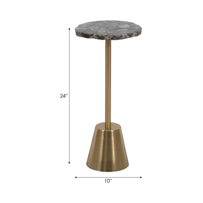 24 ROUGH EDGE AGATE TOP ACCENT TABLE, GOLD