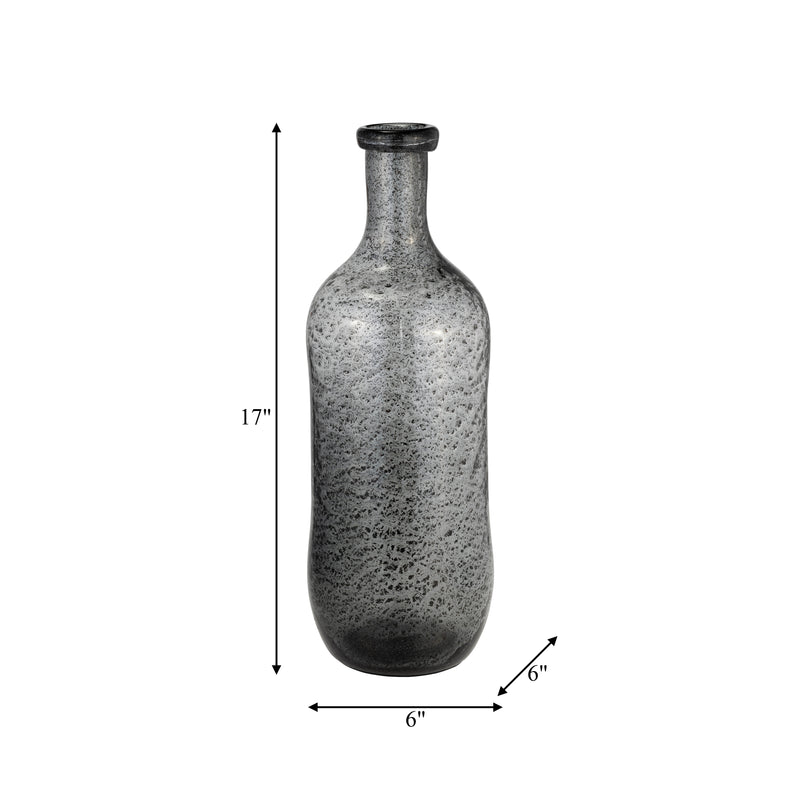 GLASS, 17H IRREGULAR SHAPE VASE, SMOKE