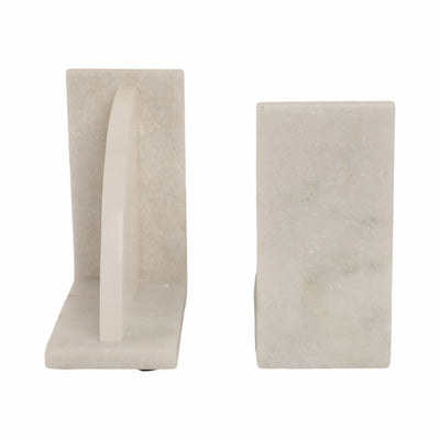 S/2 6 Alabaster Arc Bookends, White