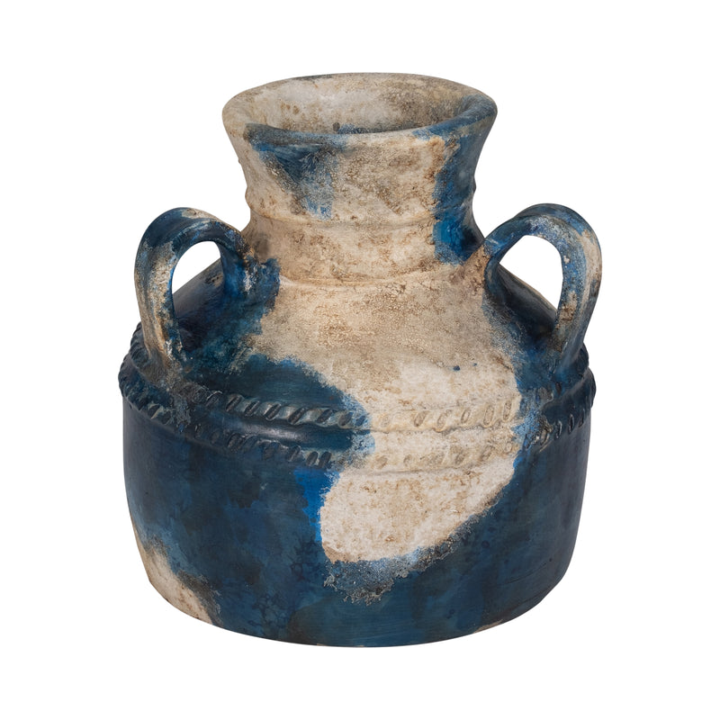 Terracotta, 12 Triple Handle Jug, Blue/ivory