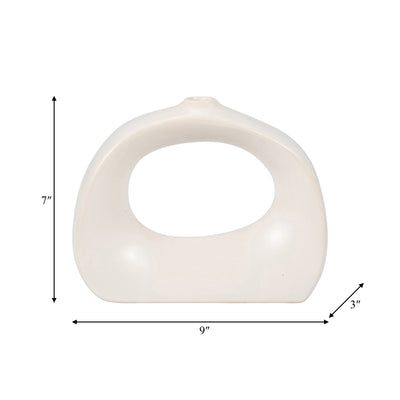 STONEWARE 7 CURVY CUT-OUT VASE, COTTON