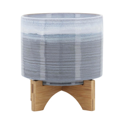 CERAMIC 8 PLANTER ON STAND, BLUE FADE