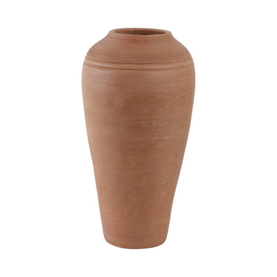 16x9 Terracotta Ribbed Floor Vase, Natural