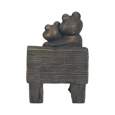 12 Cuddling Frogs On Bench, Bronze