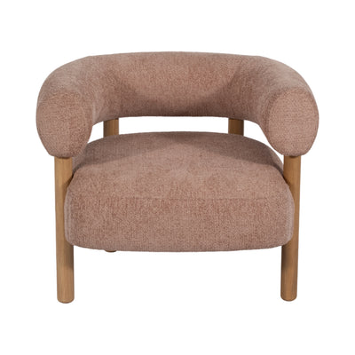 Roundback Accent Chair W/ Wood Legs, Pink