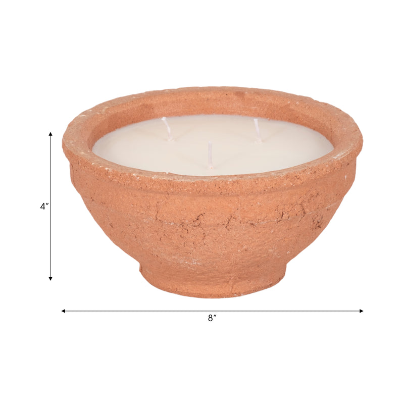 8 16 Oz Tobacco Bowl Candle, Terracotta