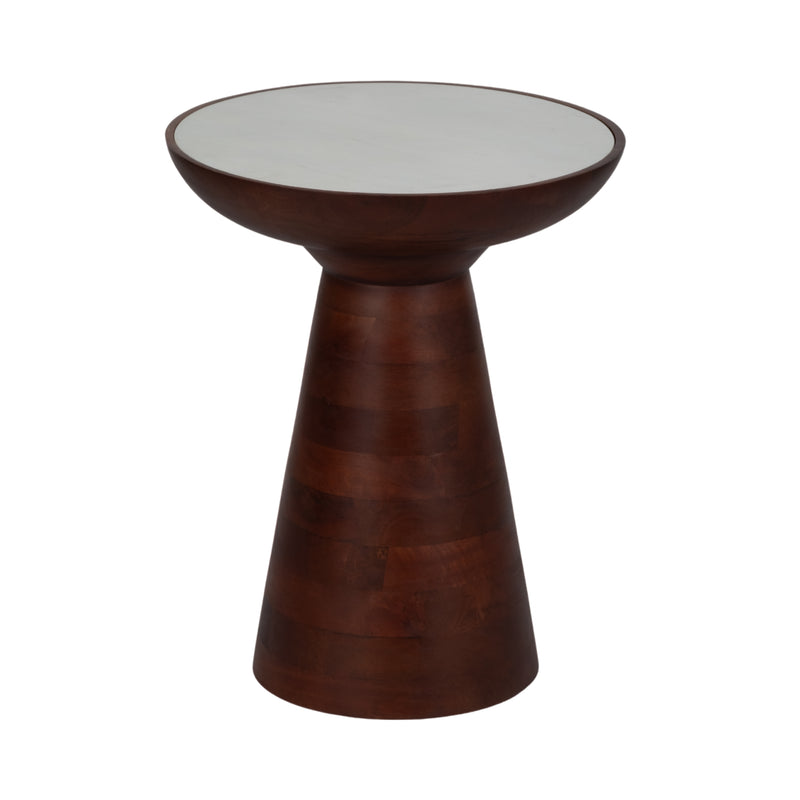 20 Wood Accent Table Marble Top, Walnut/white