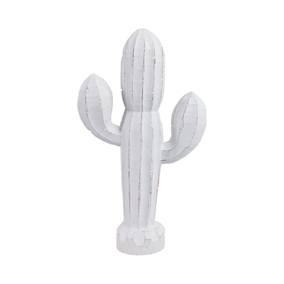 18 Wooden Cactus Decor, Wht