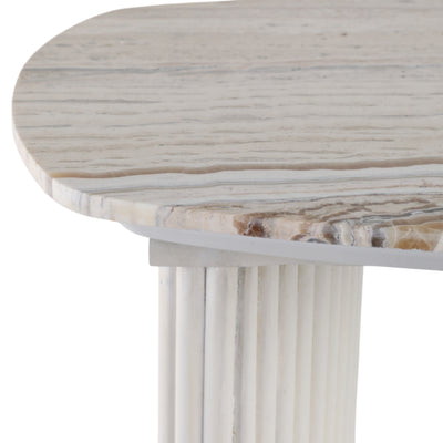 24catalina Travertine&fluted Wood Accent Table/kd