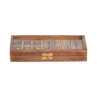 WOOD, 9X4 TABLE GAME BOX, BROWN