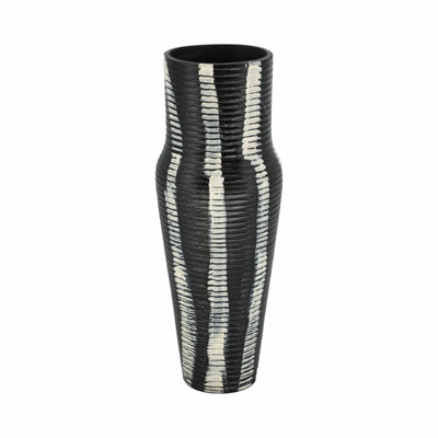 12 Percy Patterned Gray Metal Vase