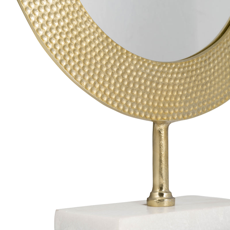 METAL 21 HAMMERED MIRROR ON STAND, GOLD