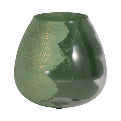 GLASS, 10 DIPPED VASE, GREEN