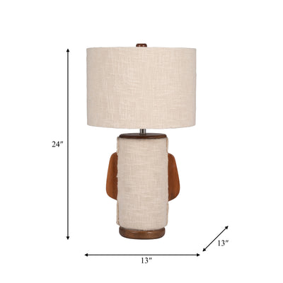 24 Ecomix Fabric Lamp With Wood, Ivory