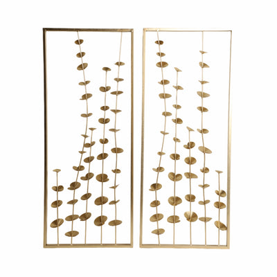 S/2 32 Small Blooms Metal Wall Panels, Gold