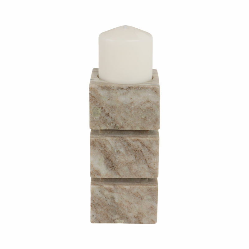 8 Onyx Marble Stacked Cubes Pillar Candleholder,