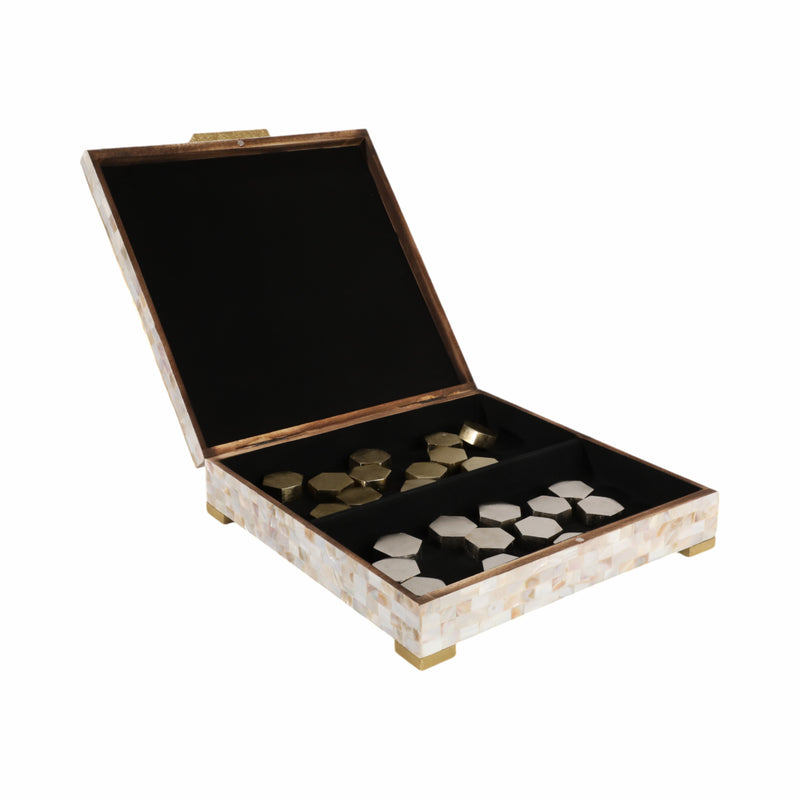 15x15 Bailee Mother Of Pearl Checker Box Set