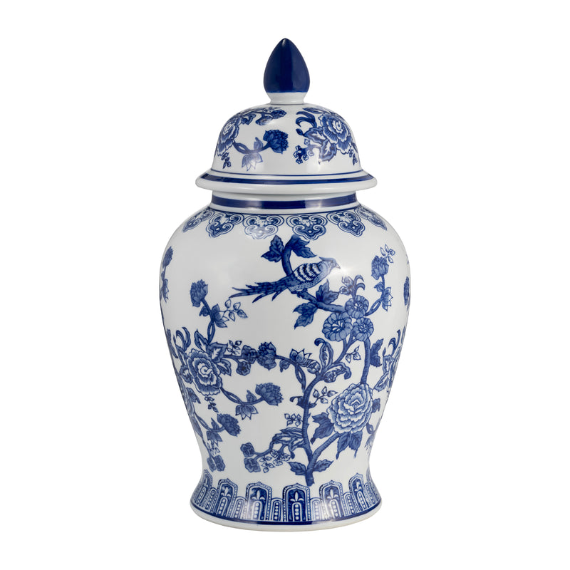 18 TEMPLE JAR BIRD/FLOWER, BLUE