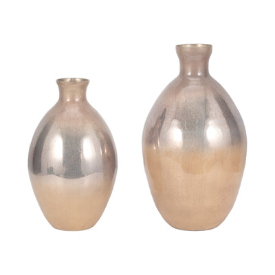 GLASS, 18 BULBOUS VASE, CHAMPAGNE