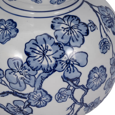 13 CHERRY BLOSSOM CHINOISERIE GOURD VASE, BLUE/WH