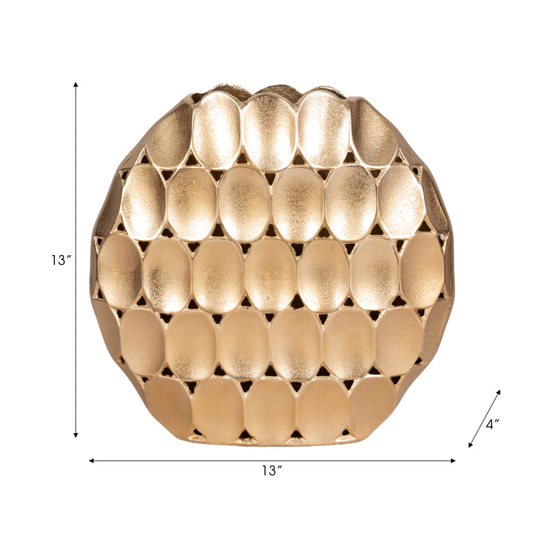 Metal, 13 Oval Vase, Champagne