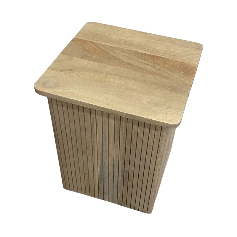 20 Square Ribbed Accent Table, Natural