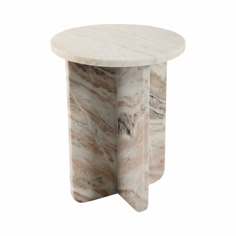 18 BELLISO SMALL ROUNDED MARBLE TABLE, BROWN