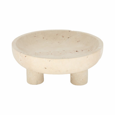 10 TRAVERTINE FOOTED BOWL, TAN