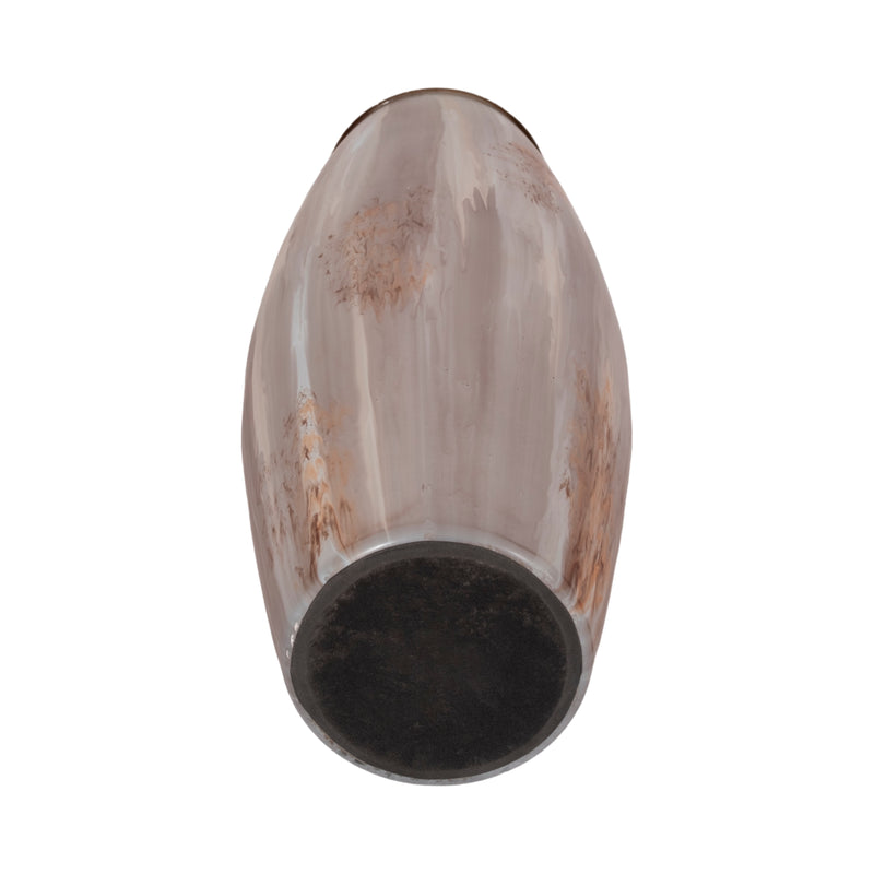 24 Curved Glass Vase Opal Finish, Ivory Multi