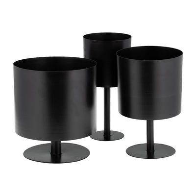 Ec Metal,6,flat Round Base Planter,black